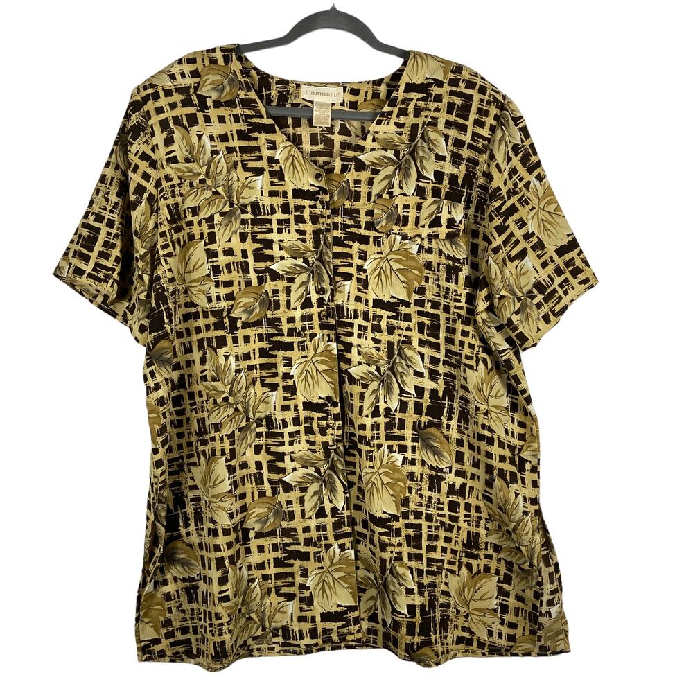 Christie & Jill Short Sleeves Button Front Top Size 2X